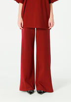 Pantalón palazzo de mujer de pierna ancha con efecto faja | MWM [PS_COLORS:BURGUNDY]