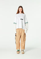 Pantalón cargo de corte relajado con doble cintura y bolsillos laterales | MWM [PS_COLORS:BEIGE]