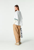 Pantalón cargo de corte relajado con doble cintura y bolsillos laterales | MWM [PS_COLORS:BEIGE]