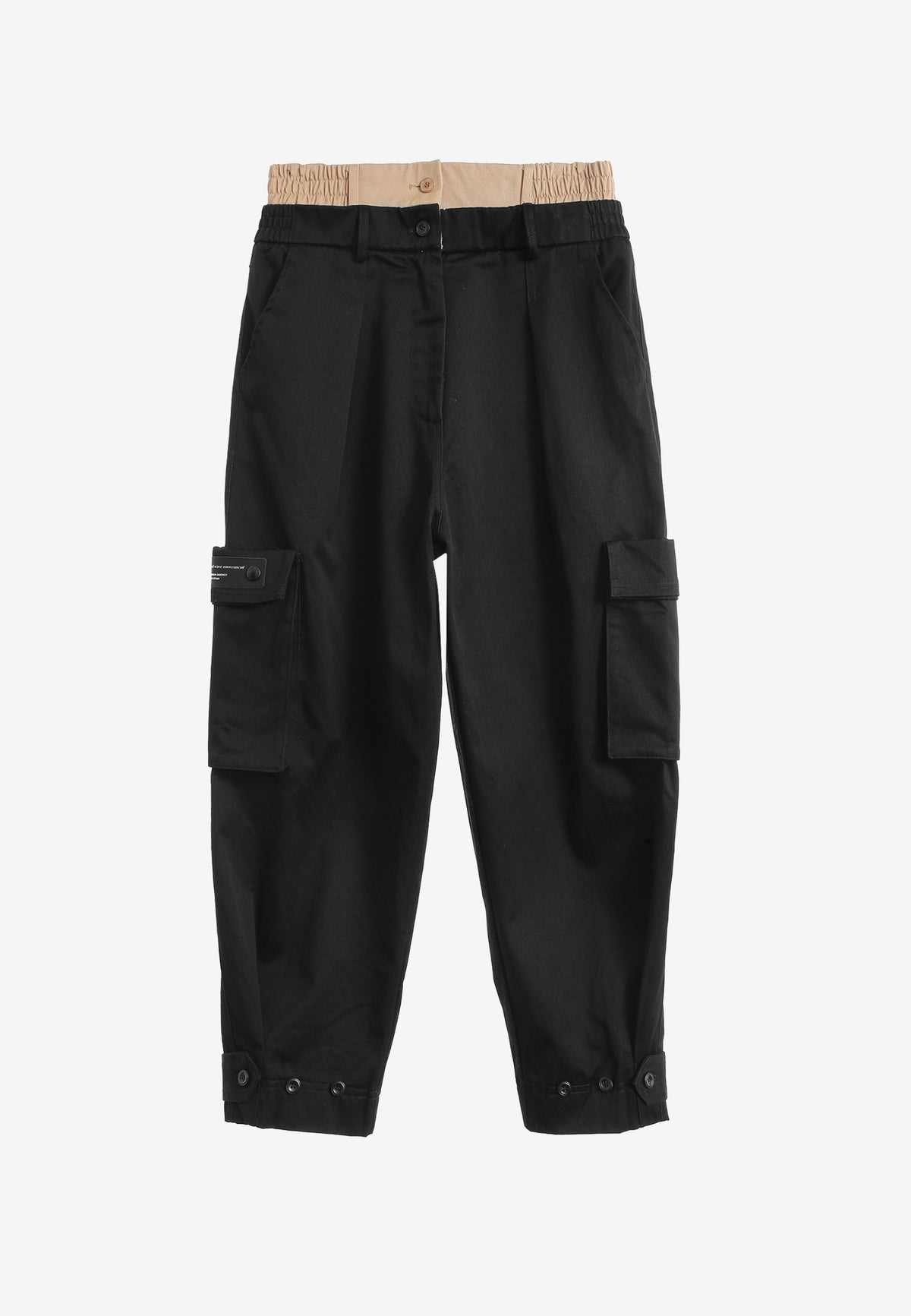 Pantalón cargo de corte relajado con doble cintura y bolsillos laterales | MWM [PS_COLORS:BLACK]