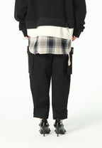 Pantalón cargo de corte relajado con doble cintura y bolsillos laterales | MWM [PS_COLORS:BLACK]