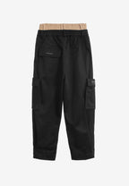 Pantalón cargo de corte relajado con doble cintura y bolsillos laterales | MWM [PS_COLORS:BLACK]