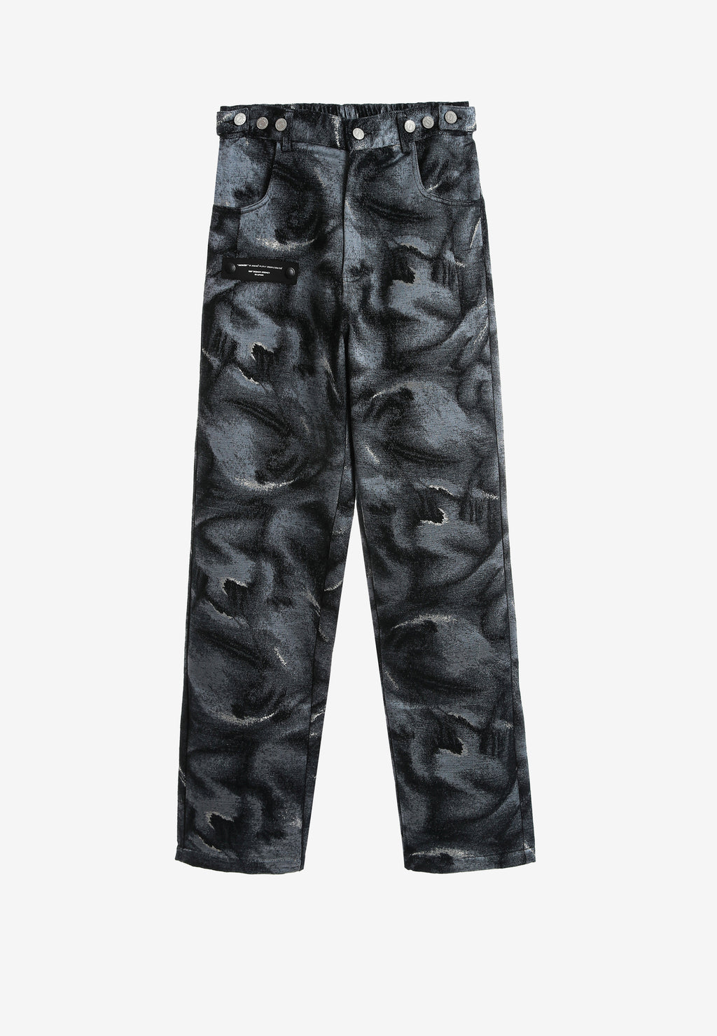 Pantalón de corte recto y relajado en jacquard de chenilla con brillo | MWM [PS_COLORS:BLACK]
