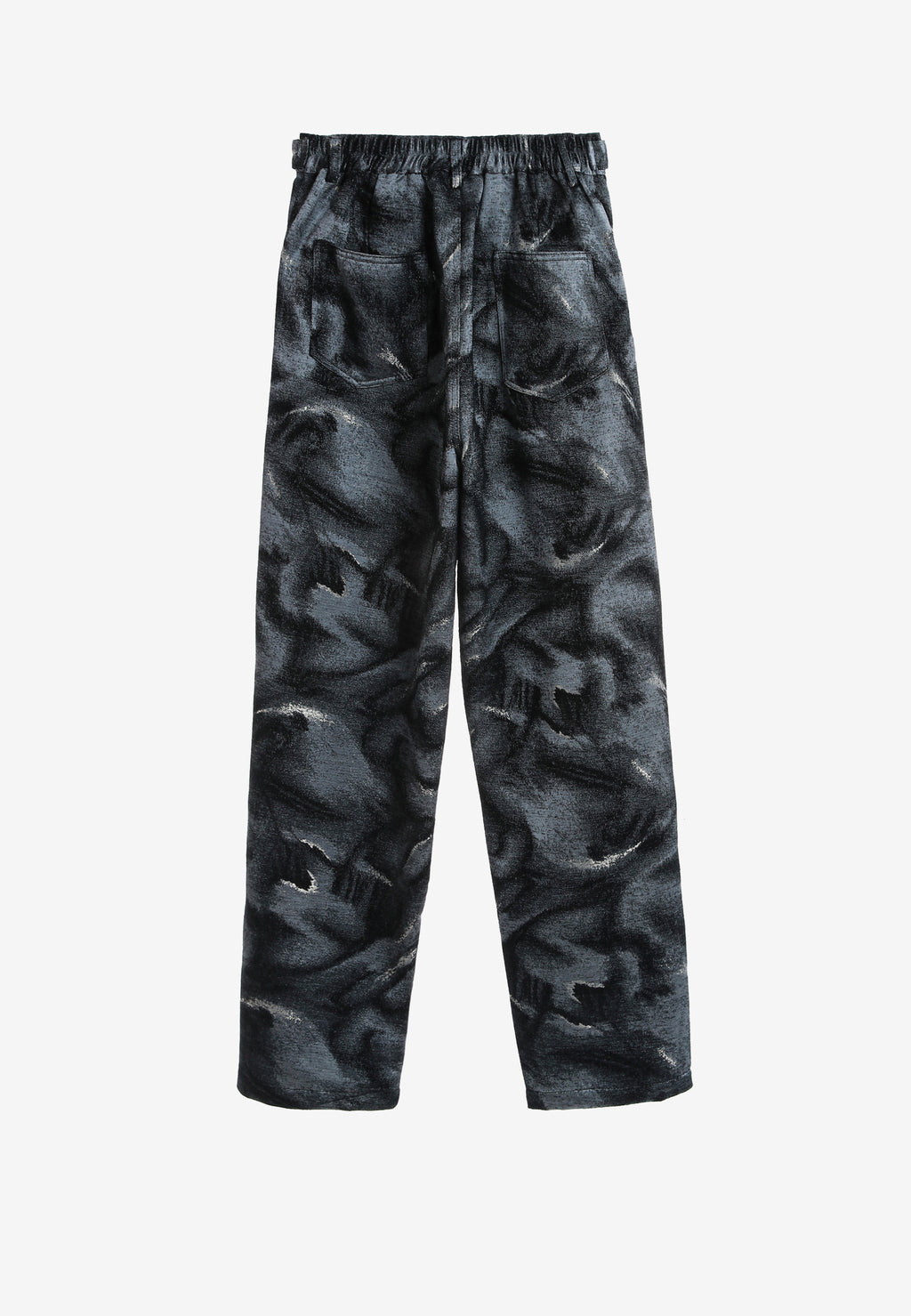 Pantalón de corte recto y relajado en jacquard de chenilla con brillo | MWM [PS_COLORS:BLACK]