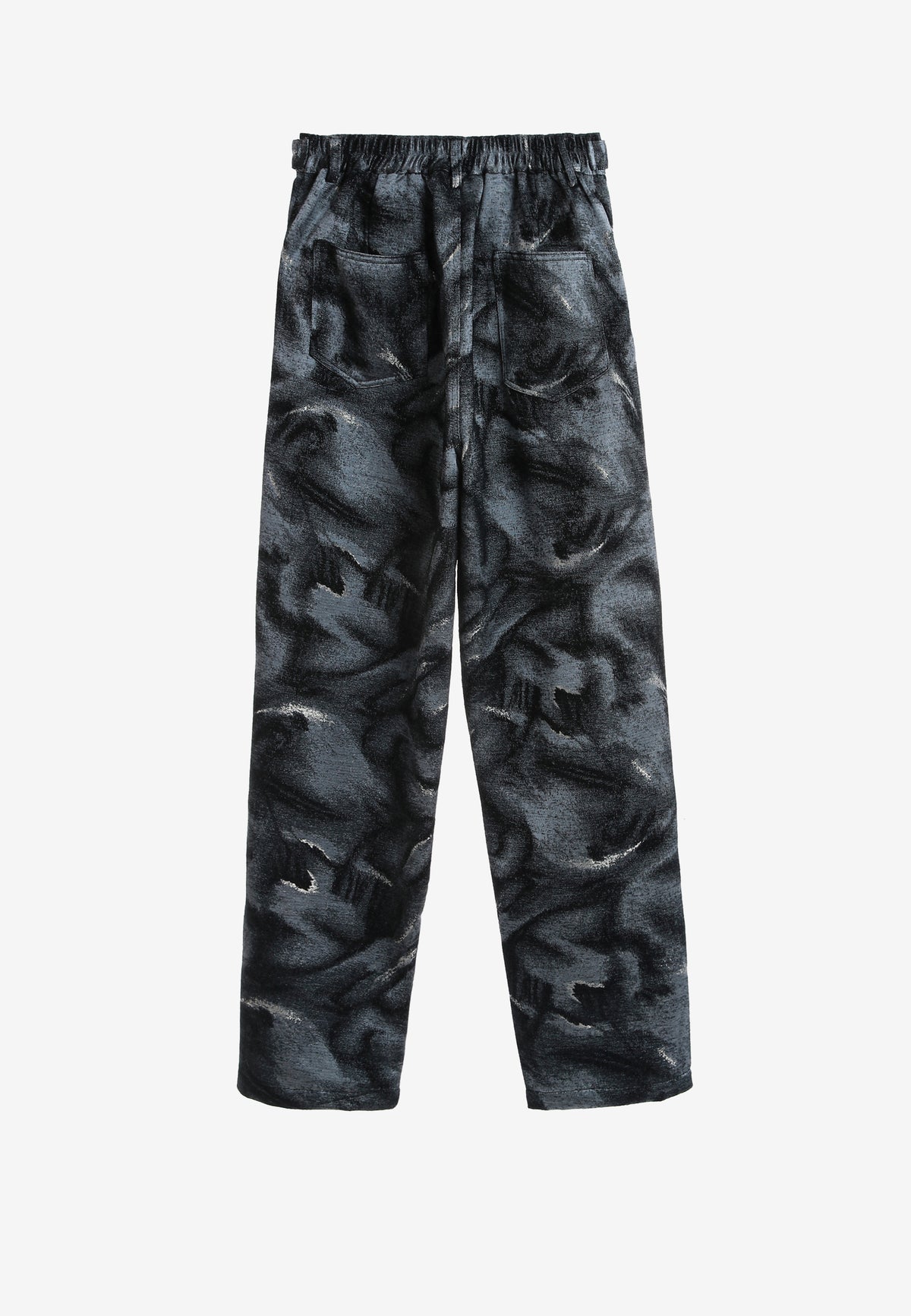 Pantalón de corte recto y relajado en jacquard de chenilla con brillo | MWM [PS_COLORS:BLACK]