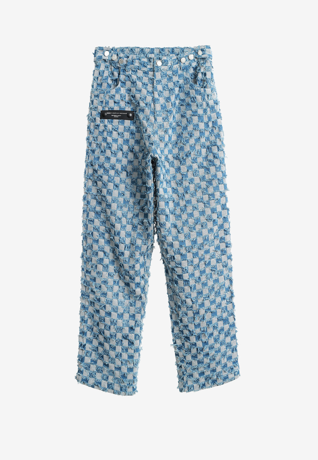 Pantalón de corte recto y relajado en jacquard de chenilla con brillo | MWM [PS_COLORS:BLUE]