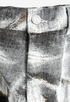 Pantalón de corte recto y relajado en jacquard de chenilla con brillo | MWM [PS_COLORS:GREY]