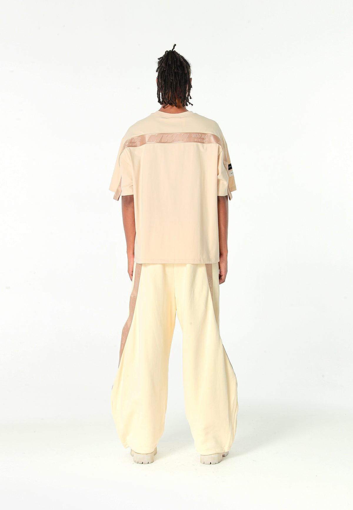 Pantalón barrel con cintas asimétricas MWM y bajos ajustables | MWM [PS_COLORS:BEIGE]