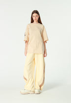 Pantalón barrel con cintas asimétricas MWM y bajos ajustables | MWM [PS_COLORS:BEIGE]