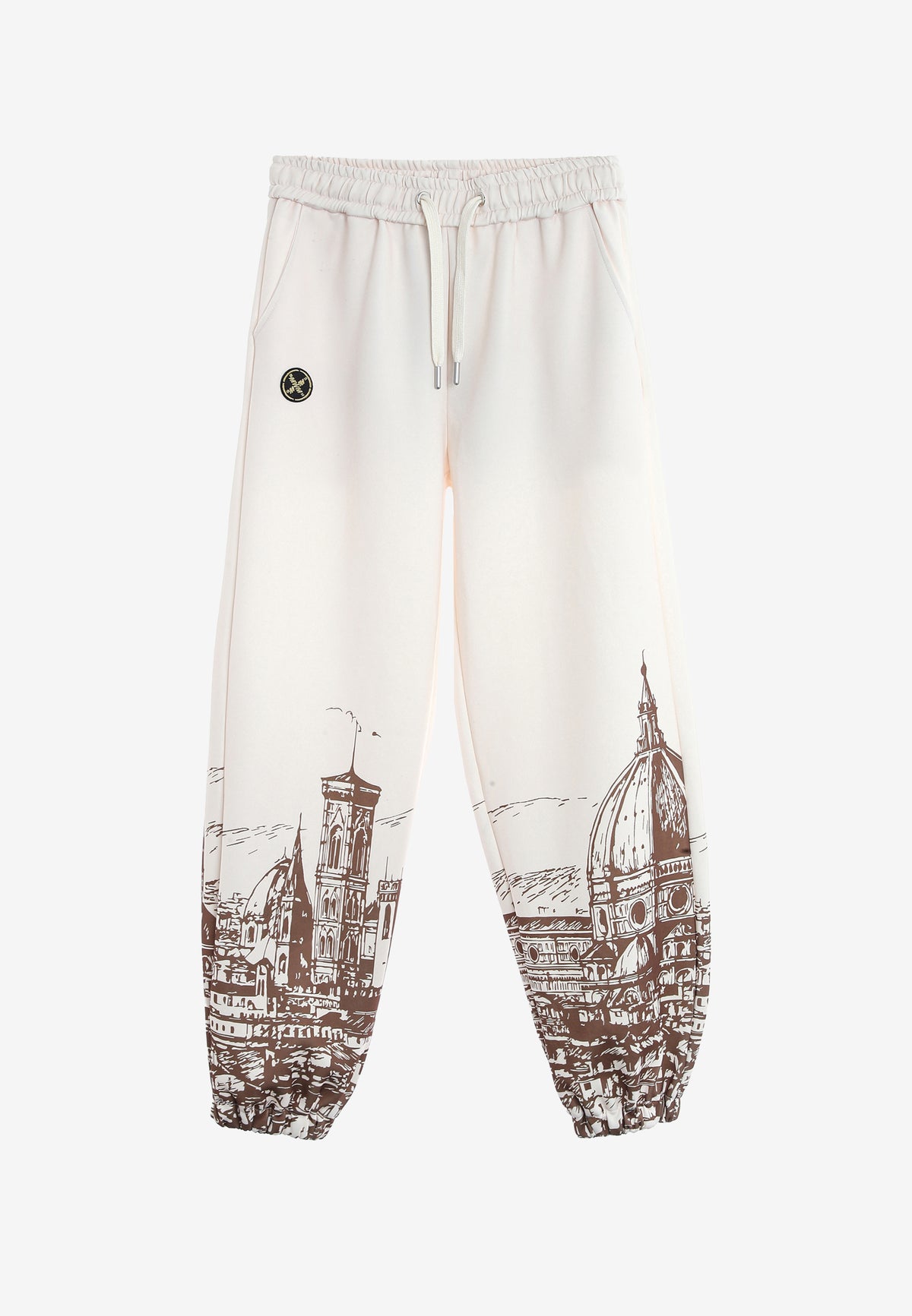 Pantalón jogger con paisaje alpino full-print y cintura elástica | MWM [PS_COLORS:BROWN]