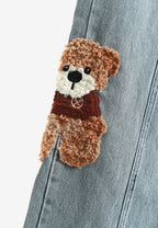 Vaquero TEDDY de corte recto con parches Teddy texturizados en los bajos | MWM [PS_COLORS:BLUE]