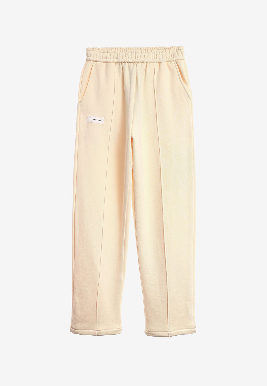 Pantalón basico de algodón de corte recto y relajado con cintura elástica | MWM [PS_COLORS:BEIGE]