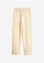 Pantalón basico de algodón de corte recto y relajado con cintura elástica | MWM [PS_COLORS:BEIGE]