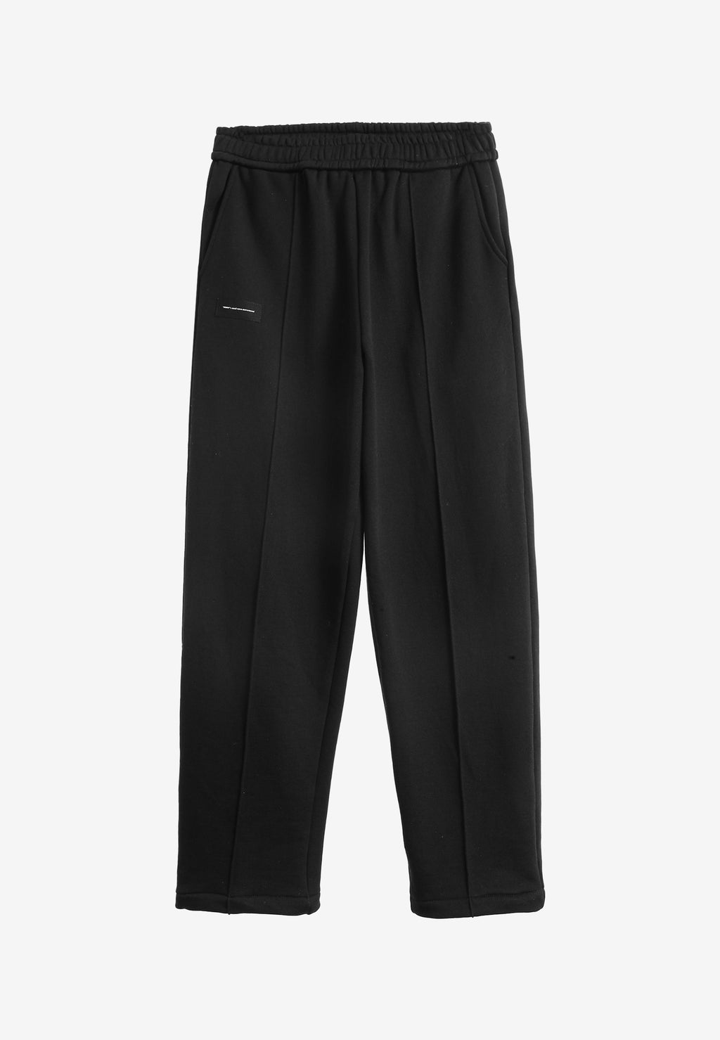 Pantalón basico de algodón de corte recto y relajado con cintura elástica | MWM [PS_COLORS:BLACK]