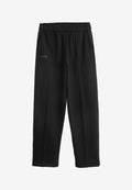 Pantalón basico de algodón de corte recto y relajado con cintura elástica | MWM [PS_COLORS:BLACK]