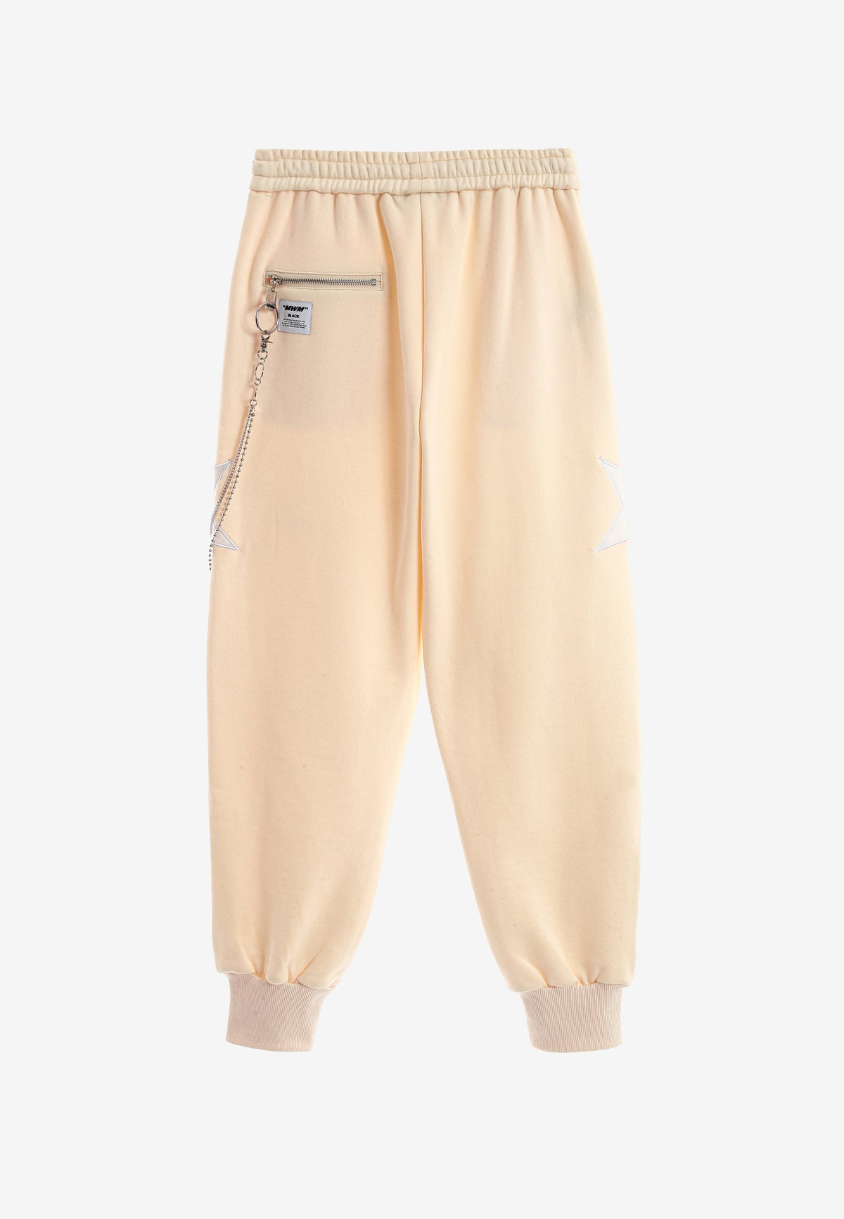 Pantalón jogger Wings con parches de estrellas y cadena lateral | MWM [PS_COLORS:BEIGE]