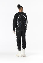 Pantalón jogger Wings con parches de estrellas y cadena lateral | MWM [PS_COLORS:BLACK]
