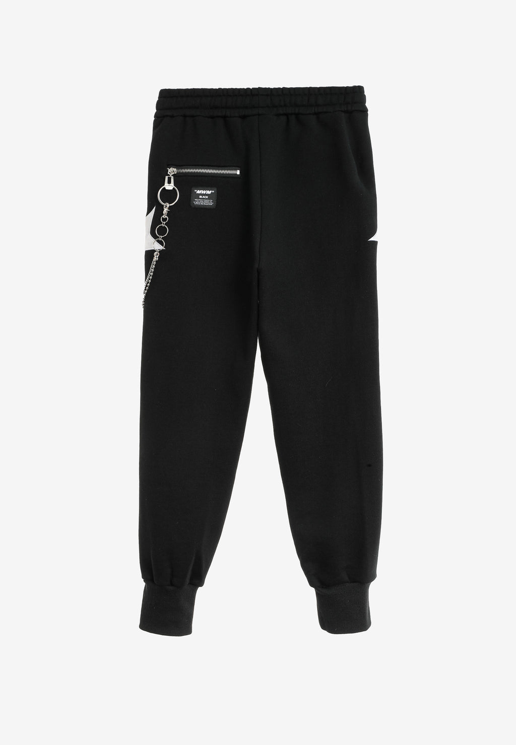 Pantalón jogger Wings con parches de estrellas y cadena lateral | MWM [PS_COLORS:BLACK]