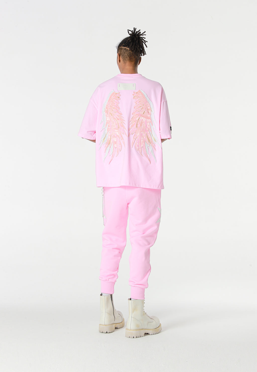 Pantalón jogger Wings con parches de estrellas y cadena lateral | MWM [PS_COLORS:PINK]