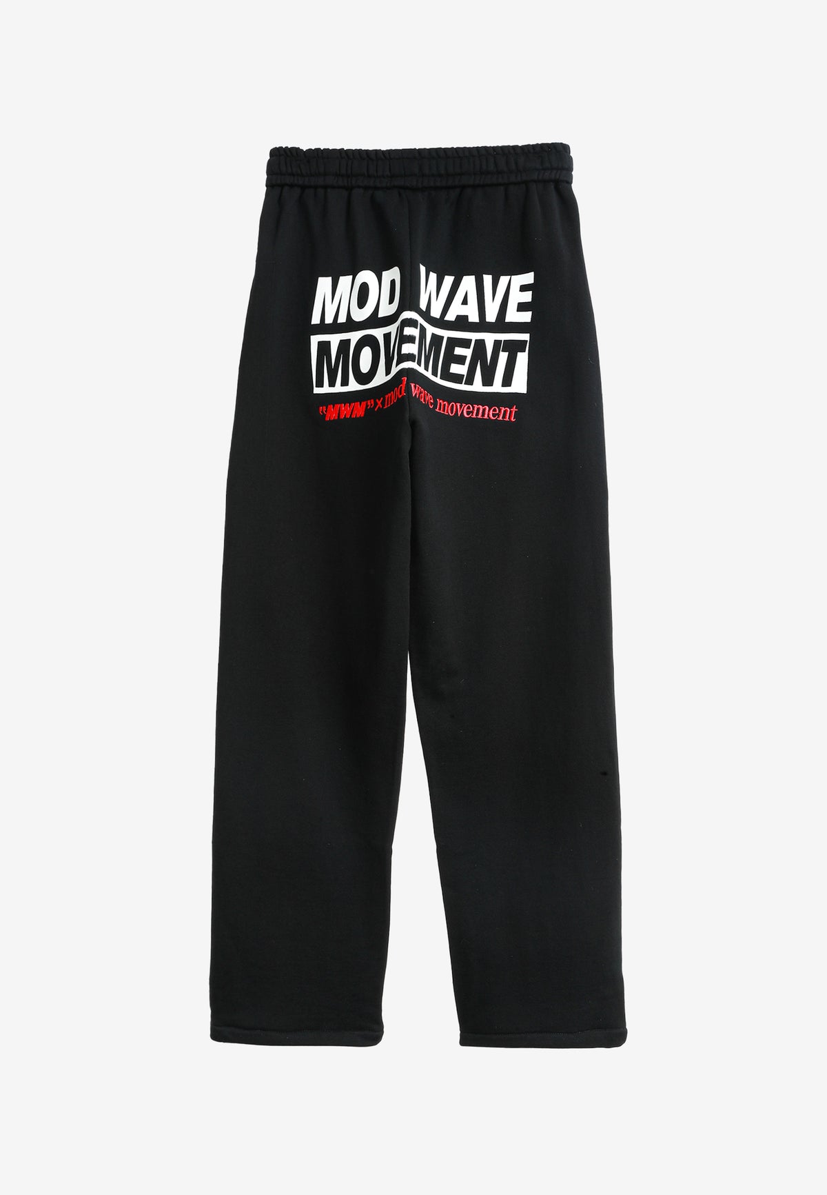 Pantalón TEDDY de corte recto y relajado con bordado Mod Wave Movement en la parte trasera | MWM [PS_COLORS:BLACK]