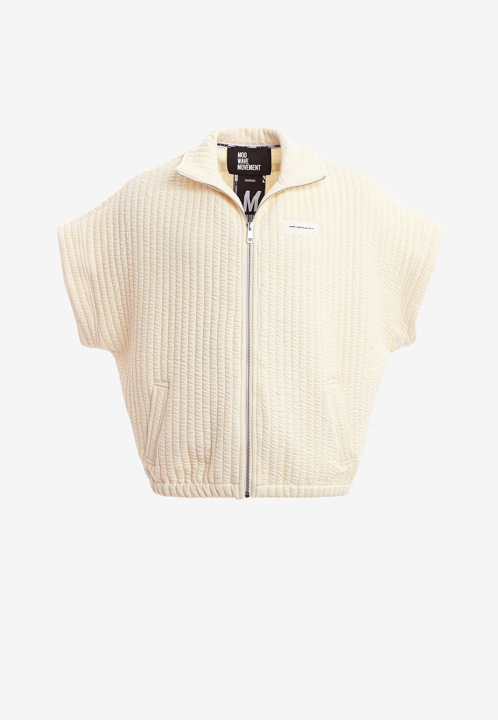 Chaqueta acolchada convertible en chaleco con mangas extraíbles y cuello alto | MWM [PS_COLORS:IVORY]
