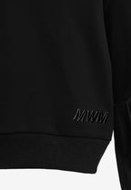 Sudadera corta y relajada con cuello en pico y mangas globo | MWM [PS_COLORS:BLACK]