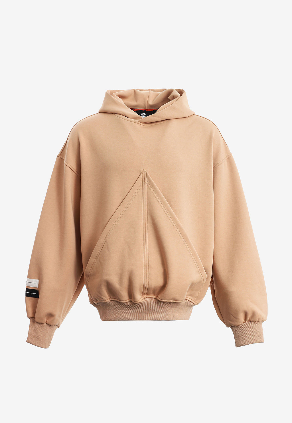 Sudadera corta con detalle triangular y X de cordones cruzados | MWM [PS_COLORS:BEIGE]