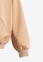 Sudadera corta con detalle triangular y X de cordones cruzados | MWM [PS_COLORS:BEIGE]