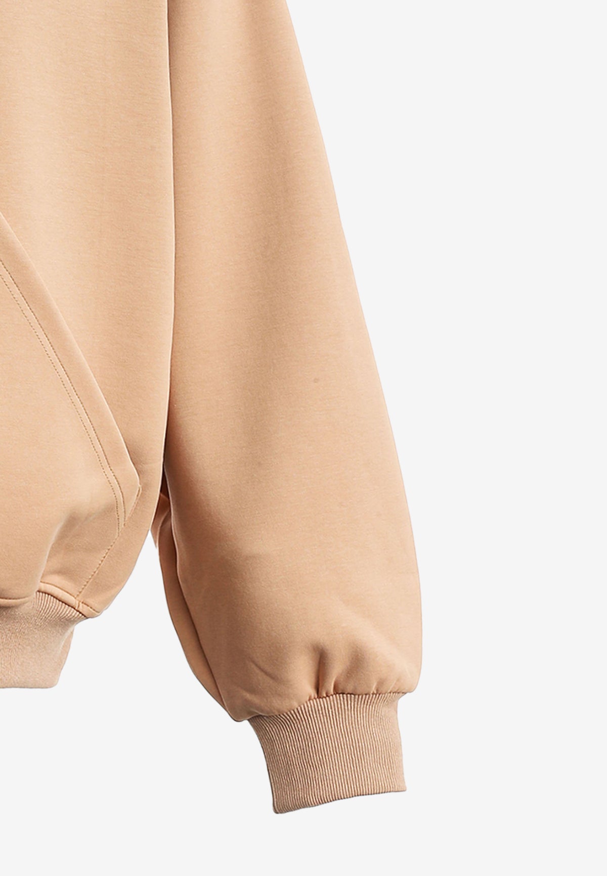 Sudadera corta con detalle triangular y X de cordones cruzados | MWM [PS_COLORS:BEIGE]