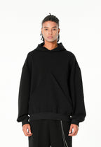 Sudadera corta con detalle triangular y X de cordones cruzados | MWM [PS_COLORS:BLACK]