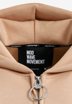 Sudadera con capucha, cremallera frontal, mangas globo y tachuelas metálicas | MWM [PS_COLORS:BEIGE]