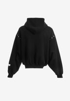 Sudadera con capucha, cremallera frontal, mangas globo y tachuelas metálicas | MWM [PS_COLORS:BLACK]