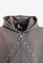 Sudadera con capucha, cremallera frontal, mangas globo y tachuelas metálicas | MWM [PS_COLORS:GREY]