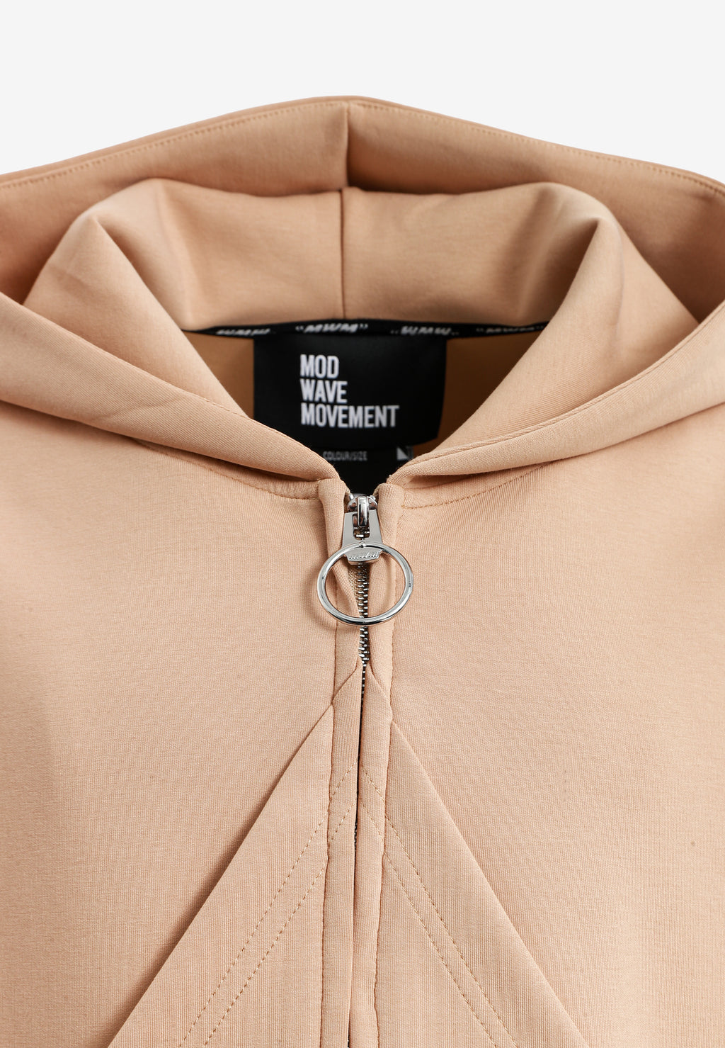 Sudadera con capucha, cremallera frontal y mangas globo | MWM [PS_COLORS:BEIGE]