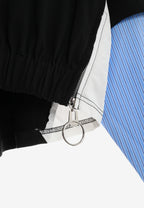 Camiseta de doble capa con cuello de camisa y cremalleras laterales | MWM [PS_COLORS:BLACK]