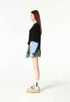 Camiseta de doble capa con cuello de camisa y cremalleras laterales | MWM [PS_COLORS:BLACK]