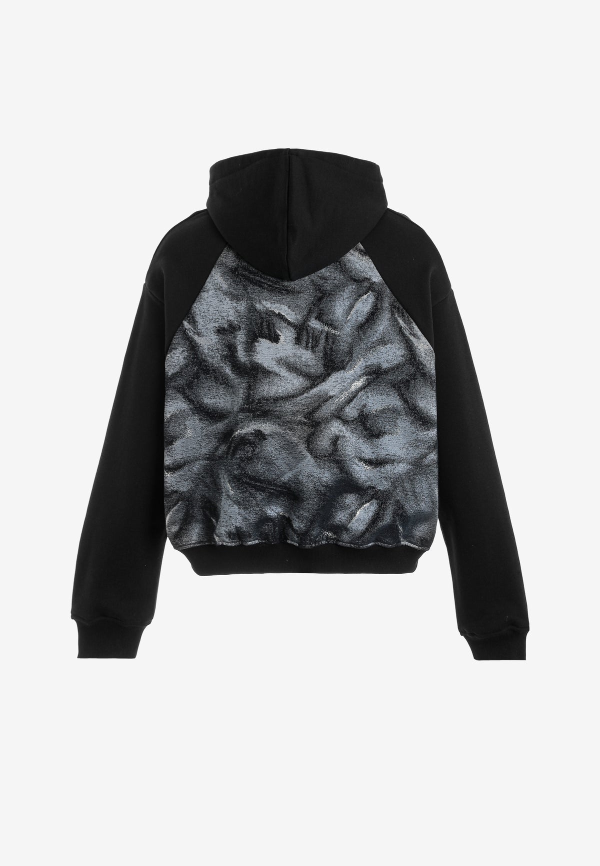 Sudadera con capucha, media cremallera y panel jacquard de chenilla con brillo | MWM [PS_COLORS:BLACK]