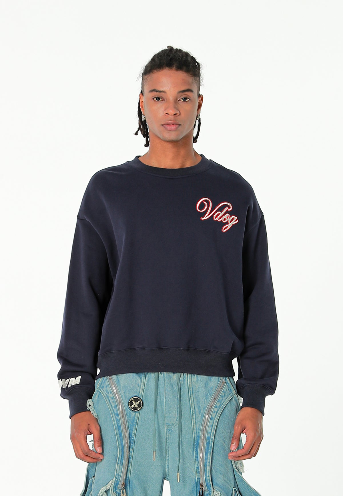 Sudadera Vanguard Dogs VDOG corta con bulldog y aplicaciones efecto piel en la espalda | MWM [PS_COLORS:NAVY]