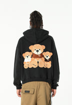 Sudadera con capucha TEDDY corta con parche Teddy de peluche en la espalda | MWM [PS_COLORS:BLACK]
