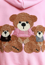 Sudadera con capucha TEDDY corta con parche Teddy de peluche en la espalda | MWM [PS_COLORS:PINK]