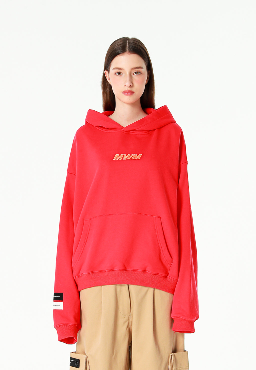 Sudadera con capucha TEDDY corta con parche Teddy de peluche en la espalda | MWM [PS_COLORS:RED]