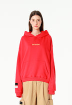 Sudadera con capucha TEDDY corta con parche Teddy de peluche en la espalda | MWM [PS_COLORS:RED]