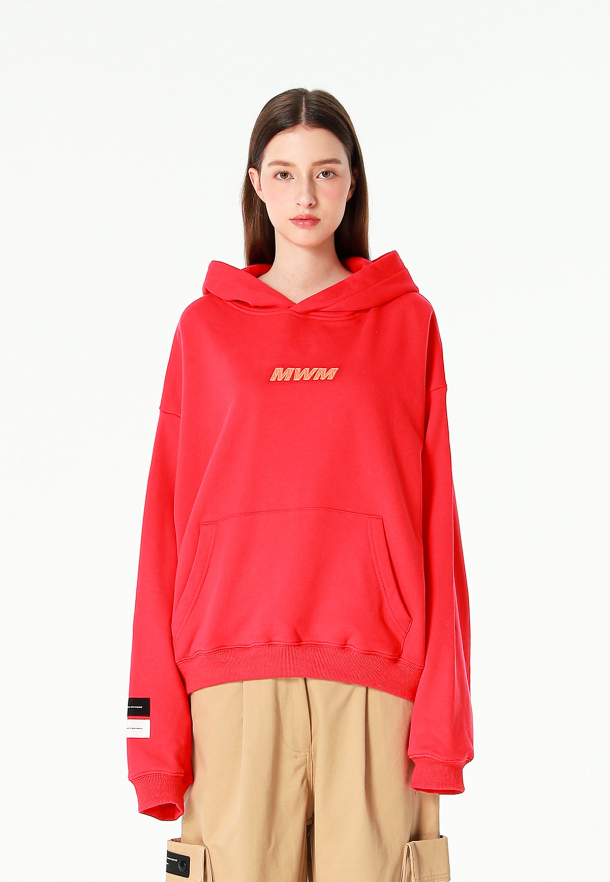 Sudadera con capucha TEDDY corta con parche Teddy de peluche en la espalda | MWM [PS_COLORS:RED]