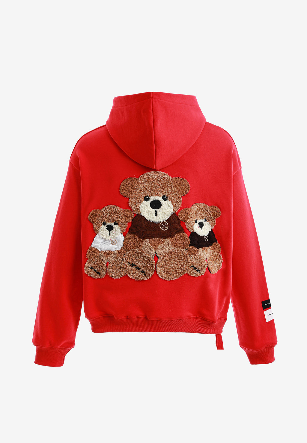 Sudadera con capucha TEDDY corta con parche Teddy de peluche en la espalda | MWM [PS_COLORS:RED]