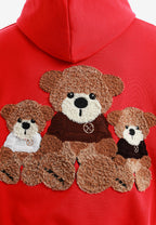 Sudadera con capucha TEDDY corta con parche Teddy de peluche en la espalda | MWM [PS_COLORS:RED]