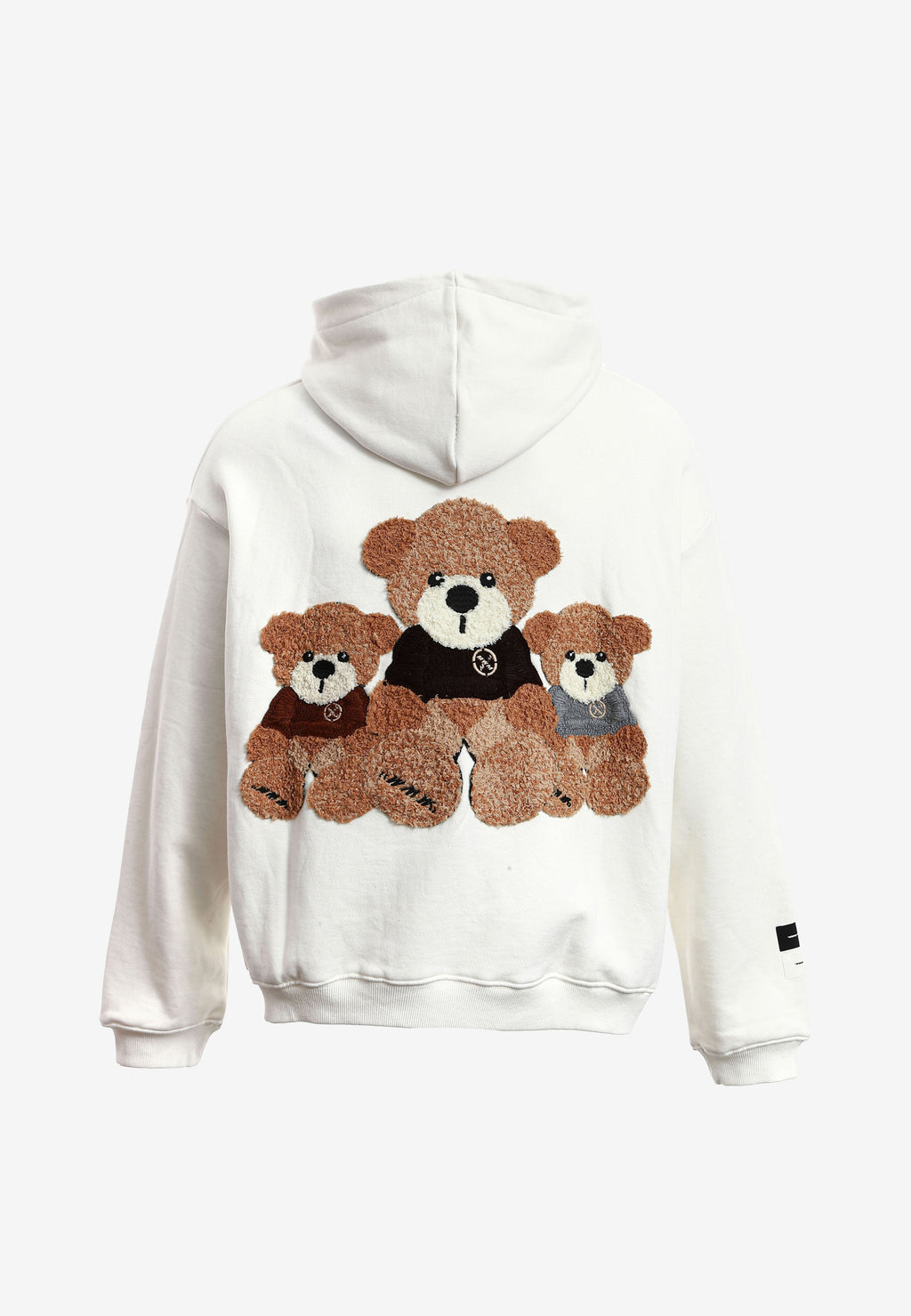 Sudadera con capucha TEDDY corta con parche Teddy de peluche en la espalda | MWM [PS_COLORS:WHITE]