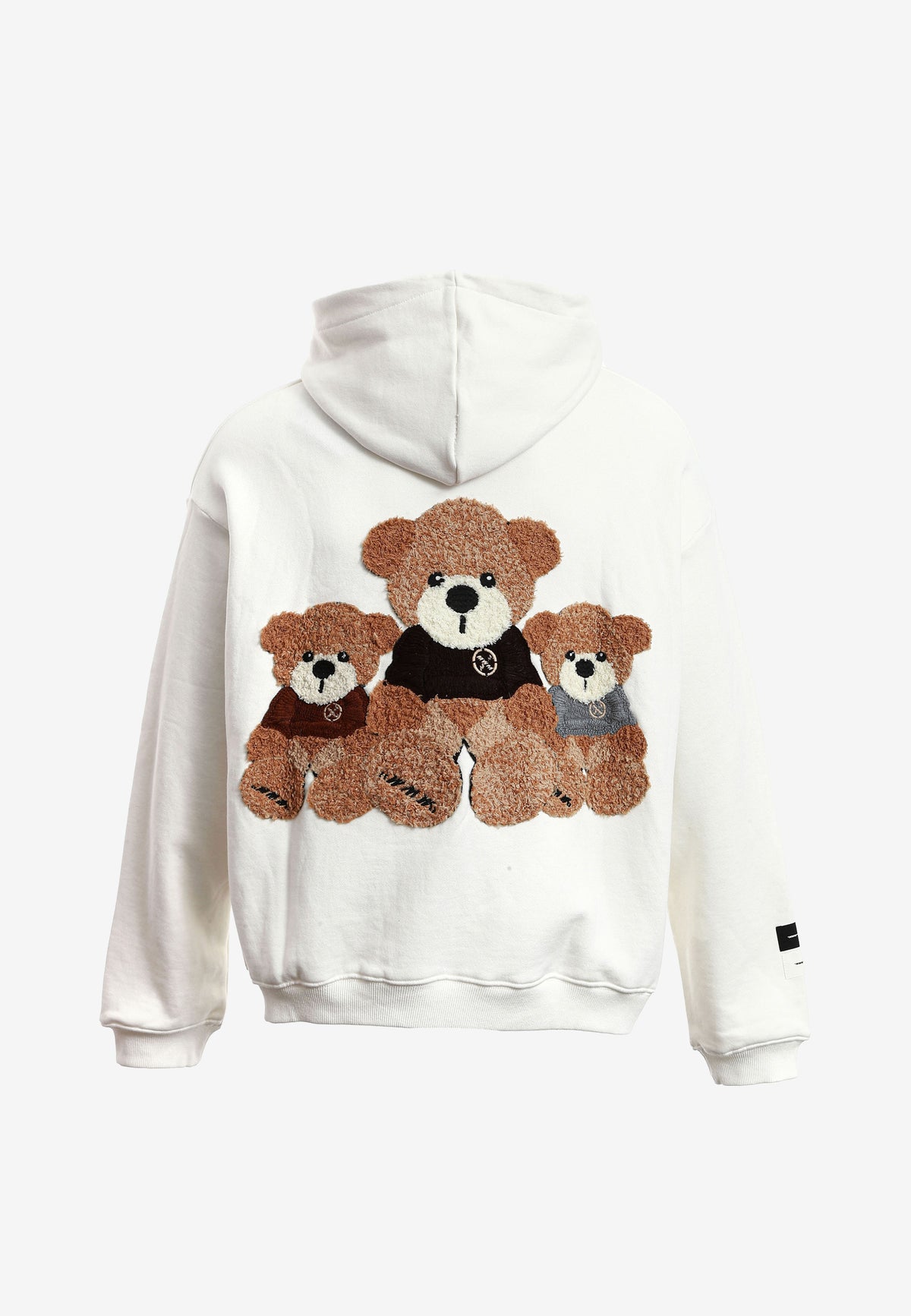 Sudadera con capucha TEDDY corta con parche Teddy de peluche en la espalda | MWM [PS_COLORS:WHITE]