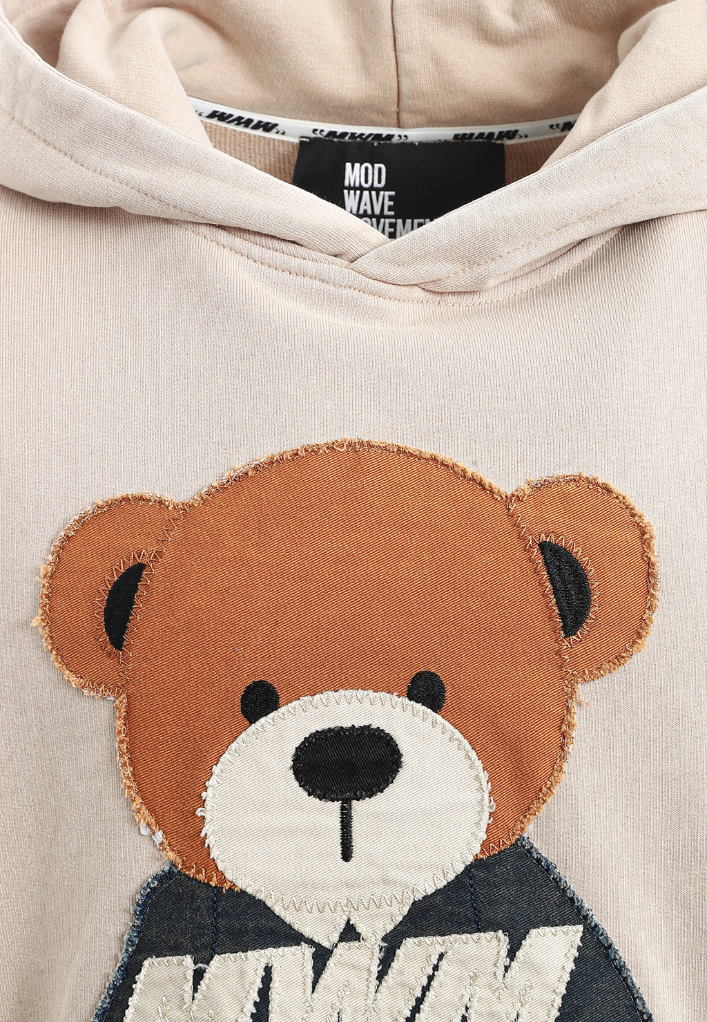Sudadera con capucha con parche Teddy de canvas en el frontal | MWM [PS_COLORS:BEIGE]