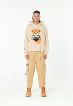 Sudadera con capucha con parche Teddy de canvas en el frontal | MWM [PS_COLORS:BEIGE]