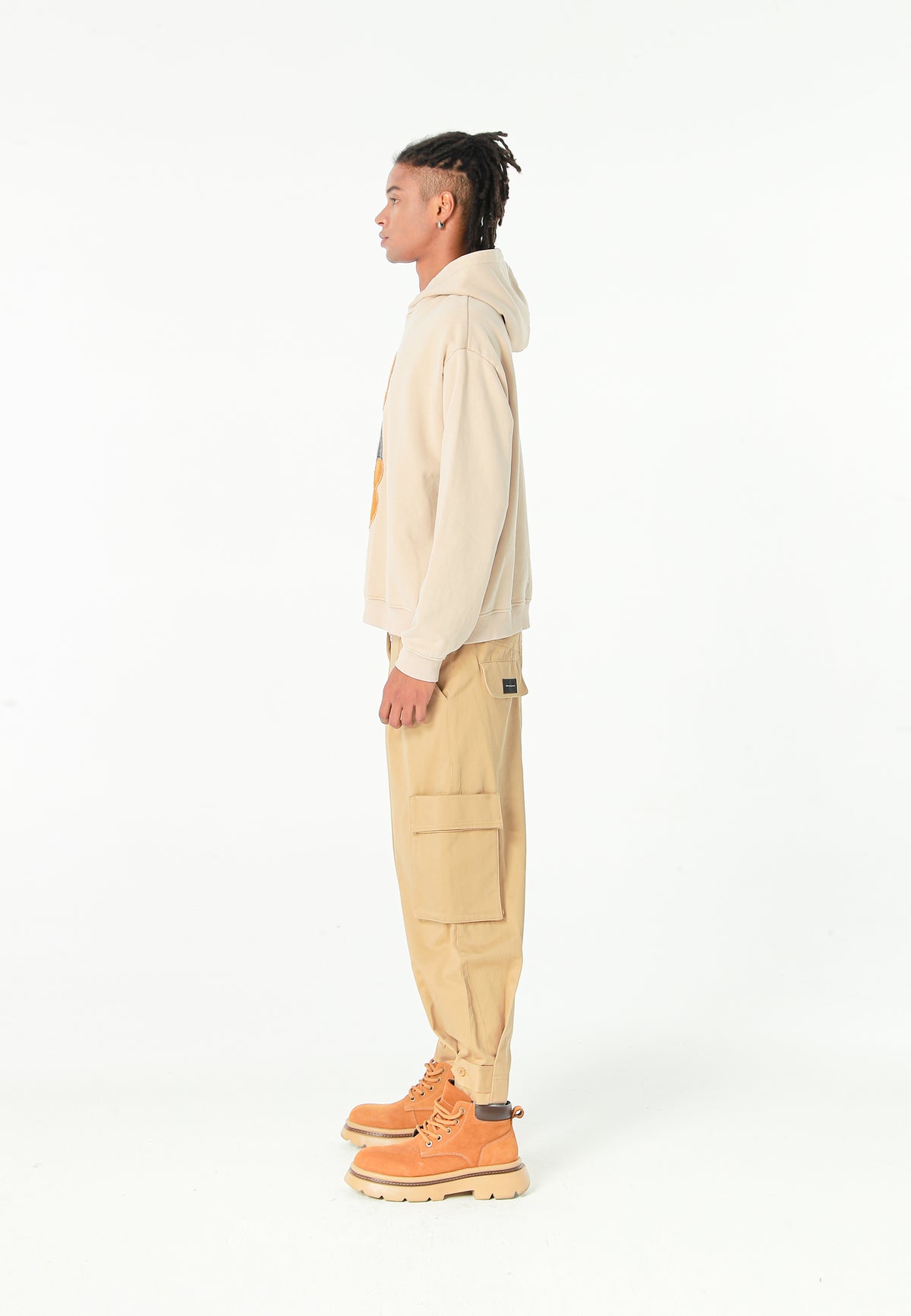 Sudadera con capucha con parche Teddy de canvas en el frontal | MWM [PS_COLORS:BEIGE]